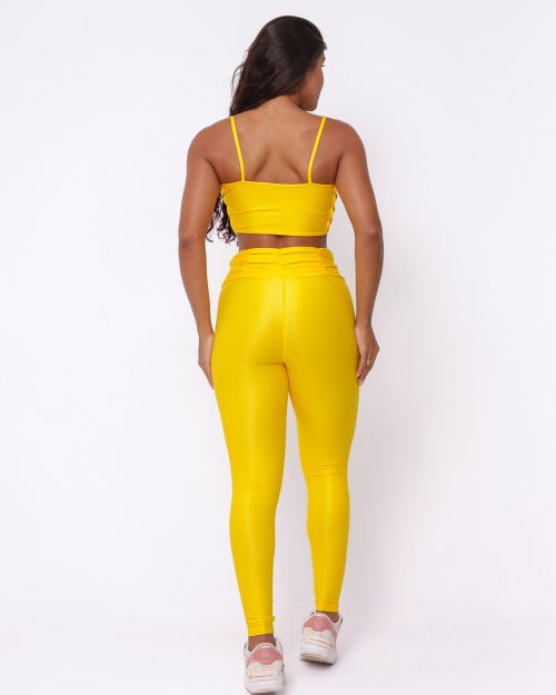 Conjunto Calça Básica Cós Franzido Compressão + Top Marta