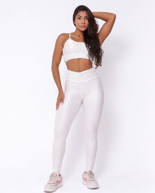 Conjunto Calça Básica Cós Franzido Compressão + Top Marta
