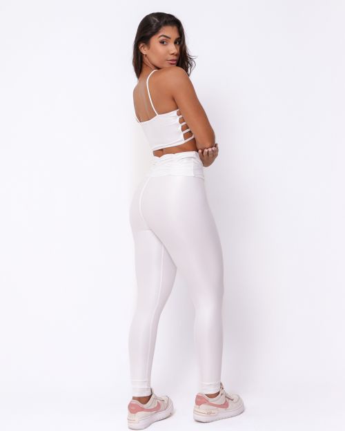 Conjunto Calça Básica Cós Franzido Compressão + Top Marta
