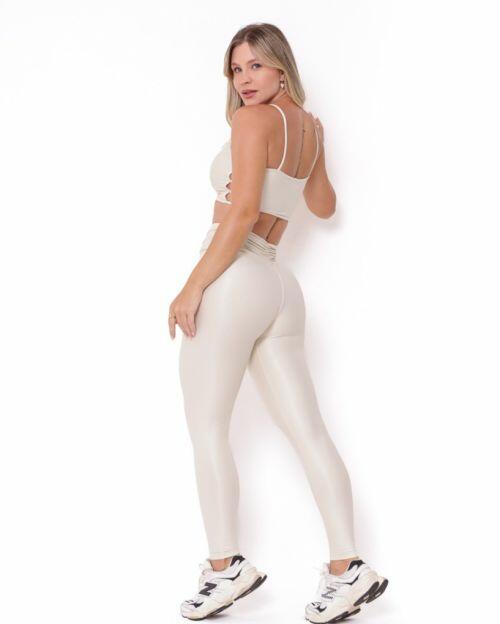 Conjunto Calça Básica Cós Franzido Compressão + Top Marta
