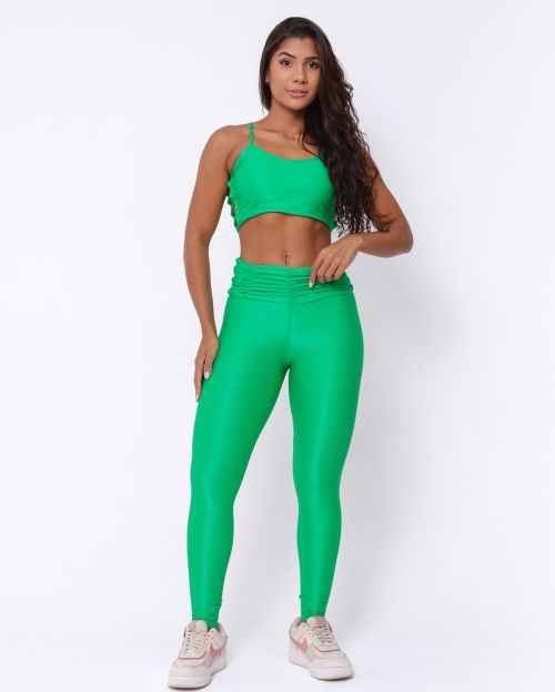 Conjunto Calça Básica Cós Franzido Compressão + Top Marta