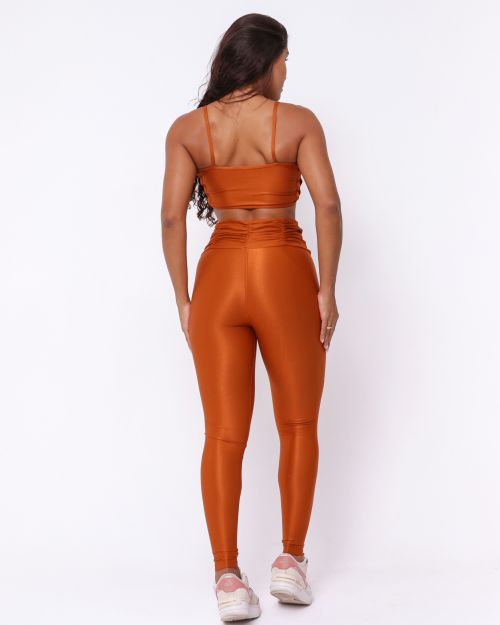 Conjunto Calça Básica Cós Franzido Compressão + Top Marta