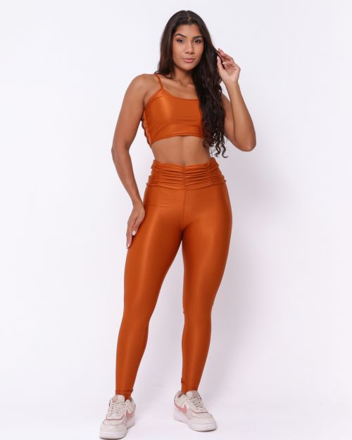 Conjunto Calça Básica Cós Franzido Compressão + Top Marta