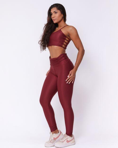 Conjunto Calça Básica Cós Franzido Compressão + Top Marta