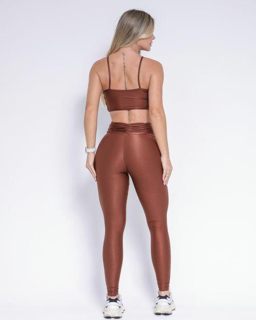 Conjunto Calça Básica Cós Franzido Compressão + Top Marta