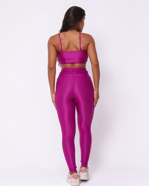 Conjunto Calça Básica Cós Franzido Compressão + Top Marta