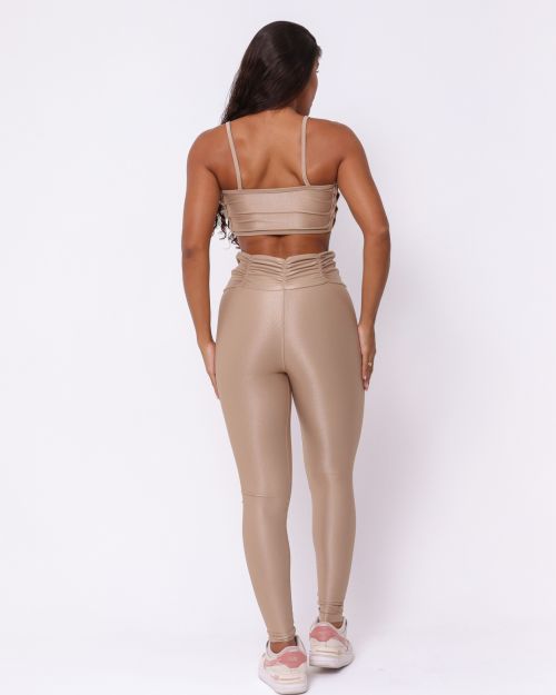 Conjunto Calça Básica Cós Franzido Compressão + Top Marta