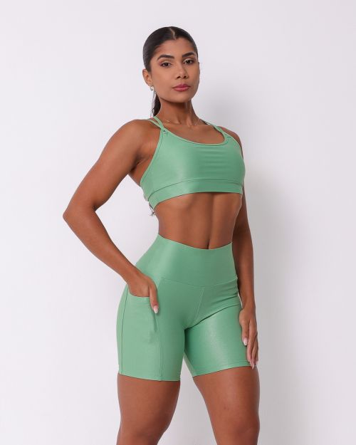 Conjunto Short Bolso Duplo Compress�o  + Top Lu