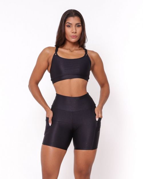 Conjunto Short Bolso Duplo Compress�o  + Top Lu
