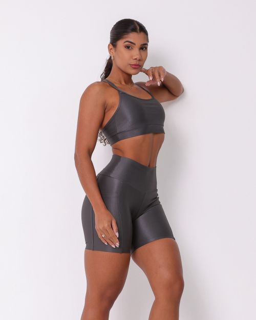 Conjunto Short Bolso Duplo Compress�o  + Top Lu