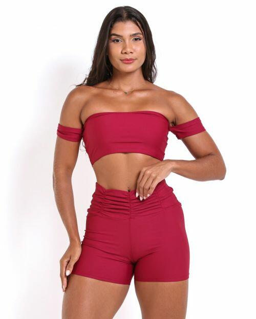 Conjunto Short Básico Cós Franzido Light + Top Ciganinha