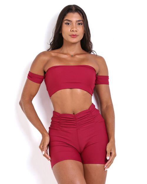 Conjunto Short B�sico C�s Franzido Light + Top Ciganinha