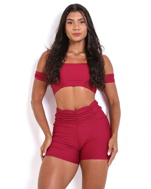 Conjunto Short B�sico C�s Franzido Light + Top Ciganinha