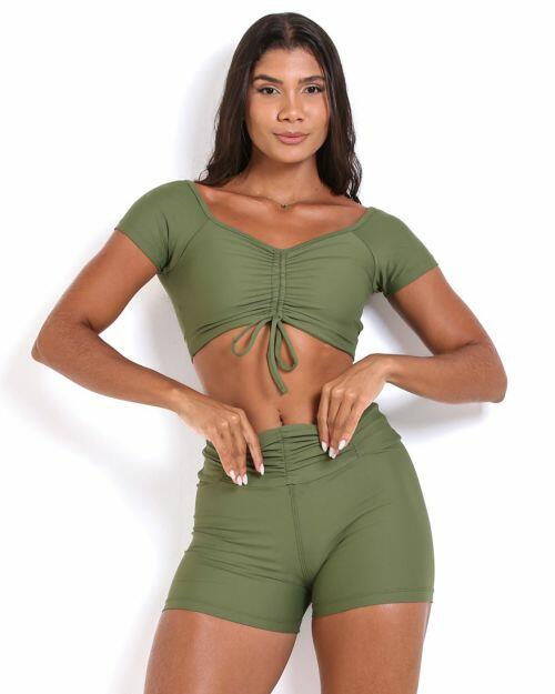 Conjunto Short B�sico C�s Franzido Light + Top Manguinha