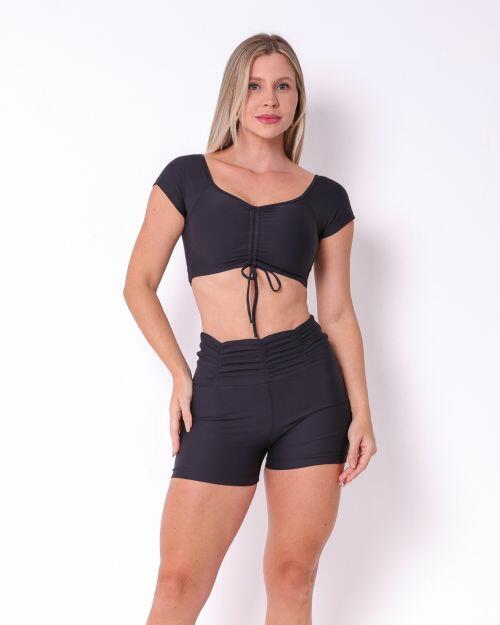 Conjunto Short Básico Cós Franzido Light + Top Manguinha