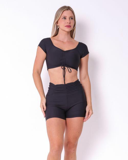 Conjunto Short Básico Cós Franzido Light + Top Manguinha