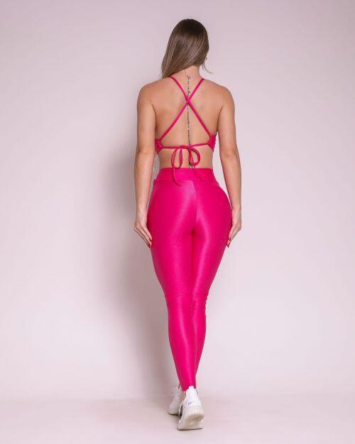 Conjunto Calça Legging Básica Cós Cruzado Compressão + Top Paula