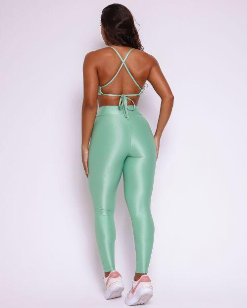 Conjunto Calça Legging Básica Cós Cruzado Compressão + Top Paula