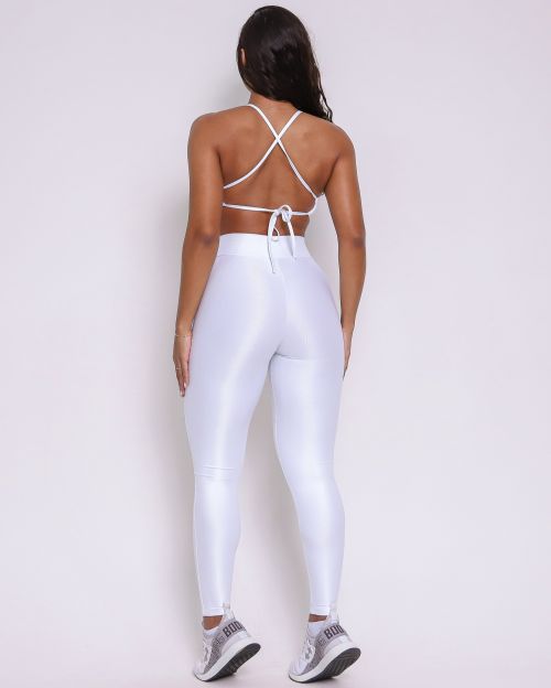 Conjunto Calça Legging Básica Cós Cruzado Compressão + Top Paula