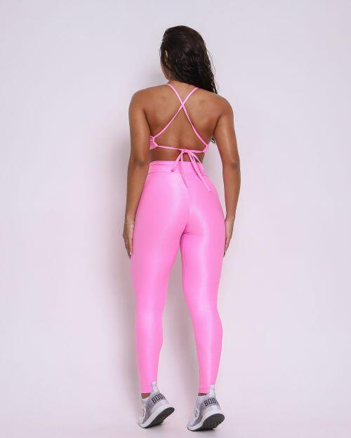 Conjunto Calça Legging Básica Cós Cruzado Compressão + Top Paula
