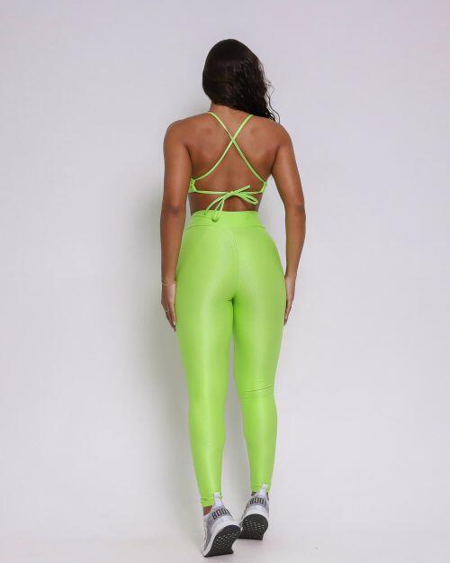 Conjunto Calça Legging Básica Cós Cruzado Compressão + Top Paula