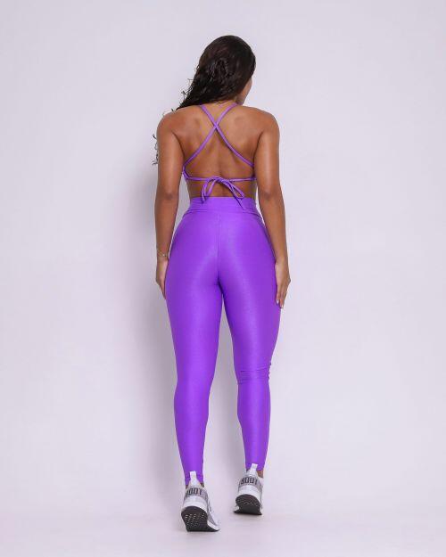 Conjunto Calça Legging Básica Cós Cruzado Compressão + Top Paula