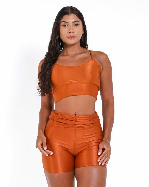 Conjunto Short Básico Cós Franzido Compressão + Top Kelly