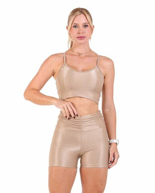 Conjunto Short B�sico C�s Franzido Compress�o + Top Kelly