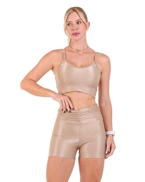 Conjunto Short B�sico C�s Franzido Compress�o + Top Kelly