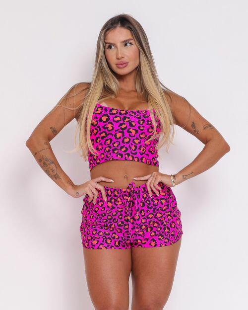 Conjunto Short Boxer Basic Light On�a Pantanal + Top Regatinha