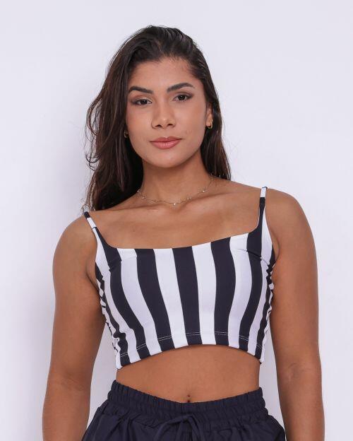 Top Regatinha Listrado Preto/Branco