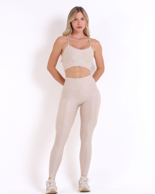 Conjunto Calça Legging Básica Bolso Compressão + Top Kelly
