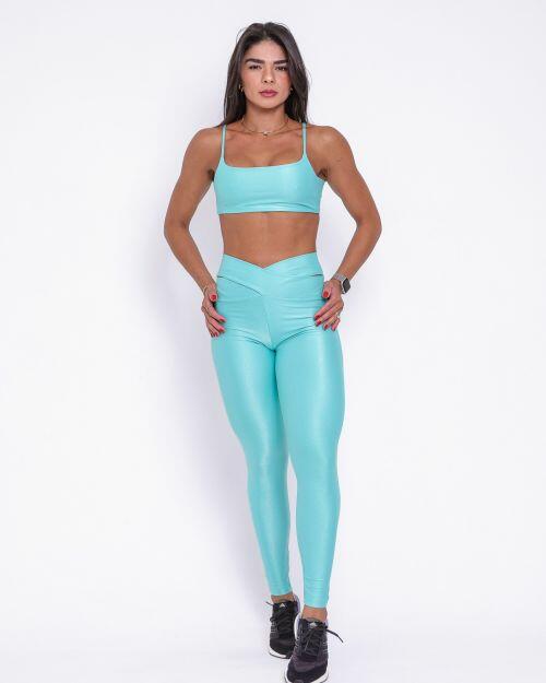 Conjunto Cal�a Legging B�sica C�s Cruzado Compress�o + Top Ju
