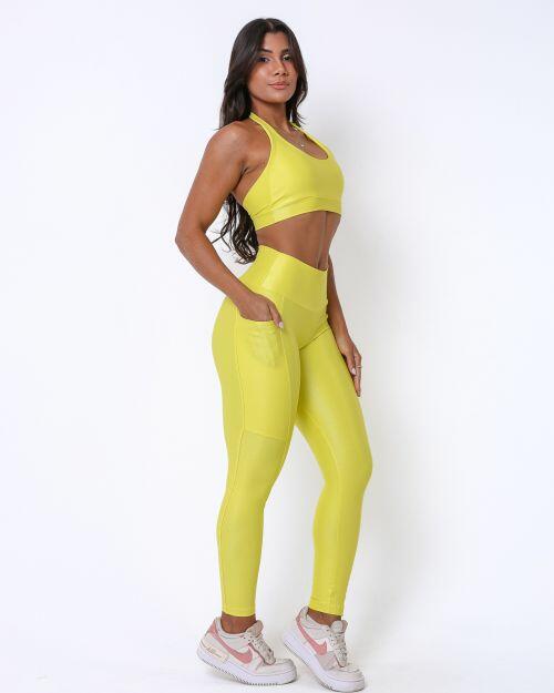 Conjunto Calça Básica Bolso Compressão + Top Jhully