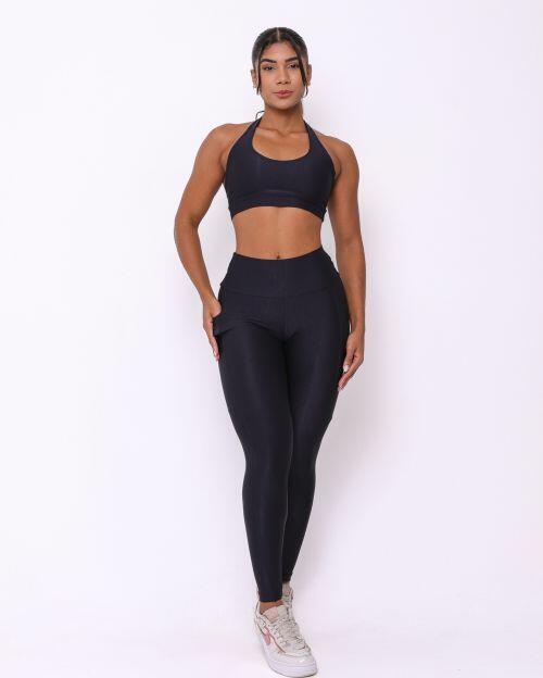 Conjunto Calça Básica Bolso Compressão + Top Jhully