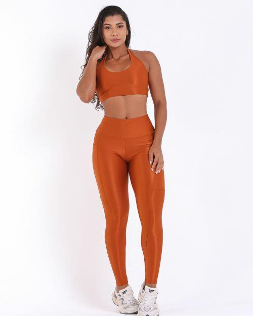 Conjunto Calça Básica Bolso Compressão + Top Jhully