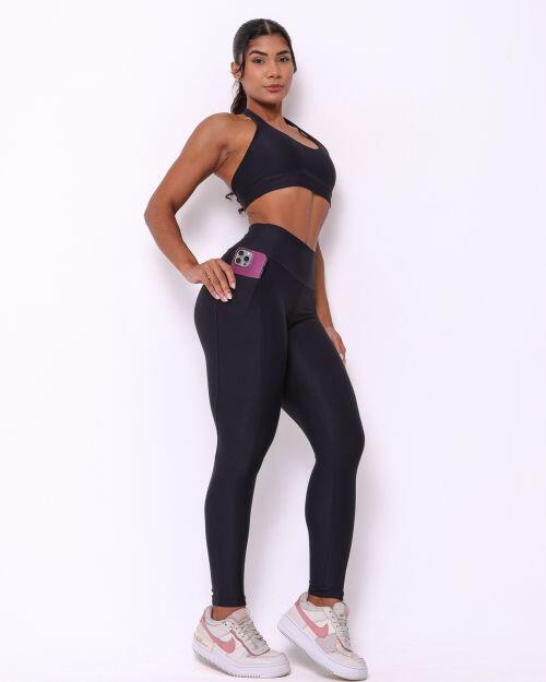 Conjunto Calça Básica Bolso Compressão + Top Jhully