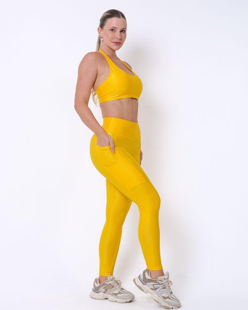 Conjunto Calça Básica Bolso Compressão + Top Jhully
