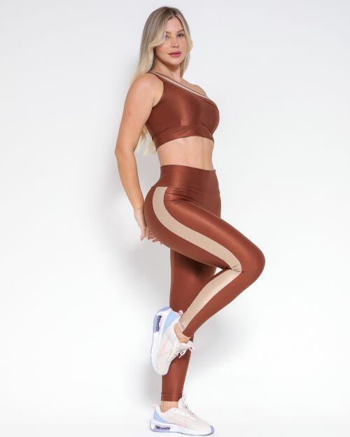Conjunto Calça Legging Balance Compressão Bicolor + Top Paloma