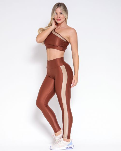 Conjunto Calça Legging Balance Compressão Bicolor + Top Paloma