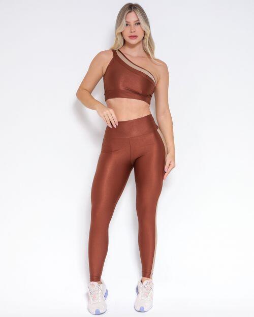 Conjunto Calça Legging Balance Compressão Bicolor + Top Paloma
