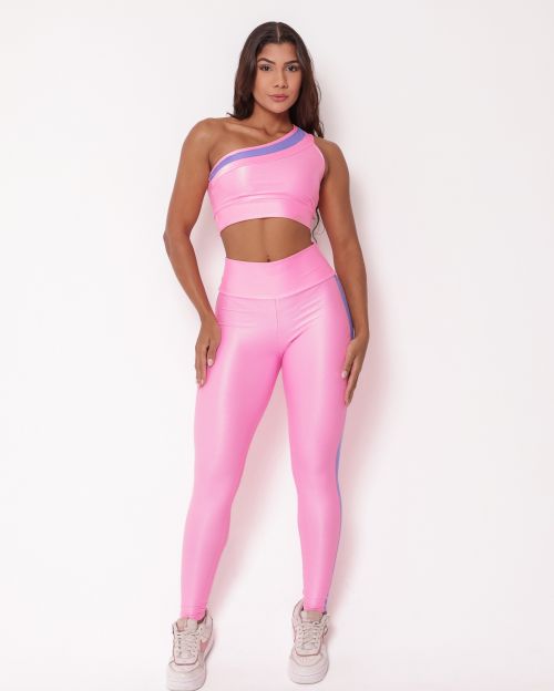 Conjunto Calça Legging Balance Compressão Bicolor + Top Paloma