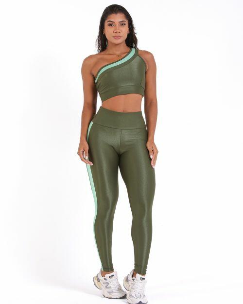 Conjunto Calça Legging Balance Compressão Bicolor + Top Paloma