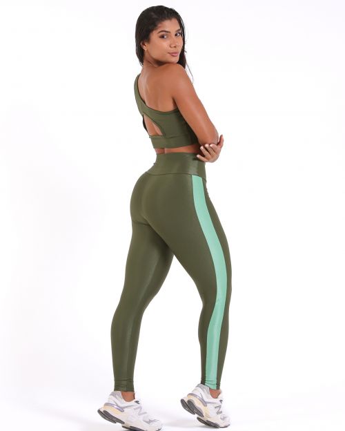 Conjunto Calça Legging Balance Compressão Bicolor + Top Paloma