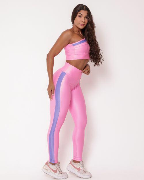 Conjunto Calça Legging Balance Compressão Bicolor + Top Paloma