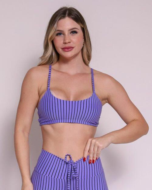 Top Aline Listrado Preto