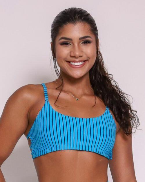 Top Aline Listrado Preto