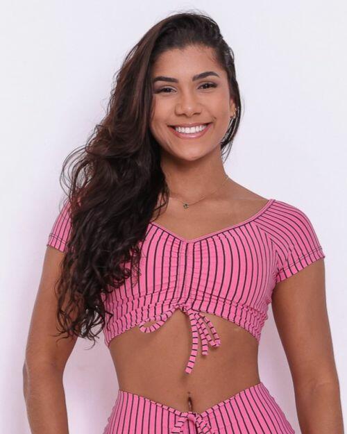 Top Manguinha Listrado Preto