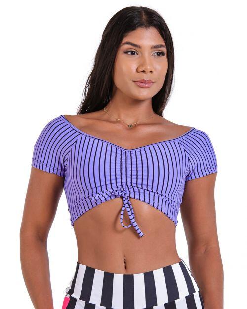Top Manguinha Listrado Preto