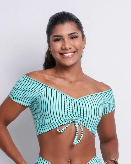 Top Manguinha Listrado Preto
